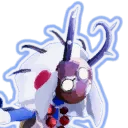 Acolyte with her pale mask and branching blue headpiece