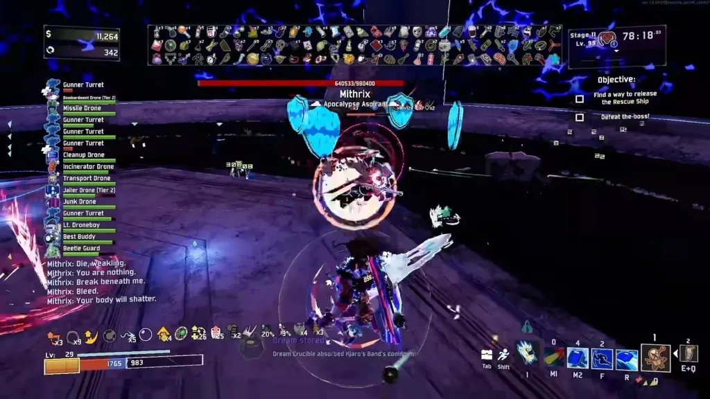 Mithrix battle with the Apocalypse Aspirant subtitle and added arena effects