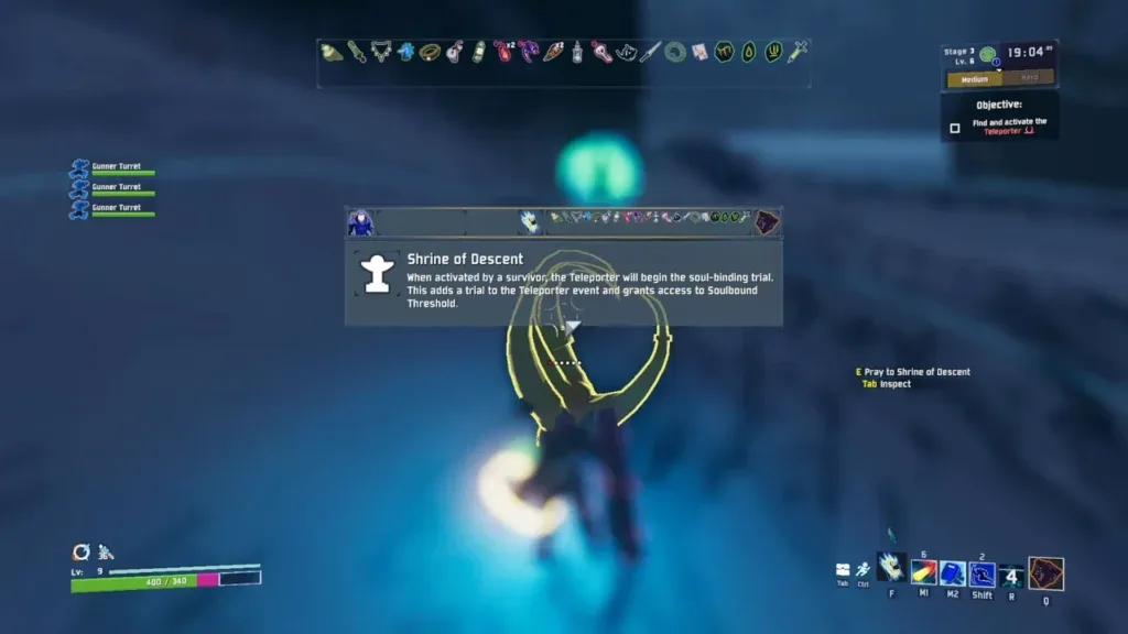 Shrine of Descent with its glowing eye and interaction structure